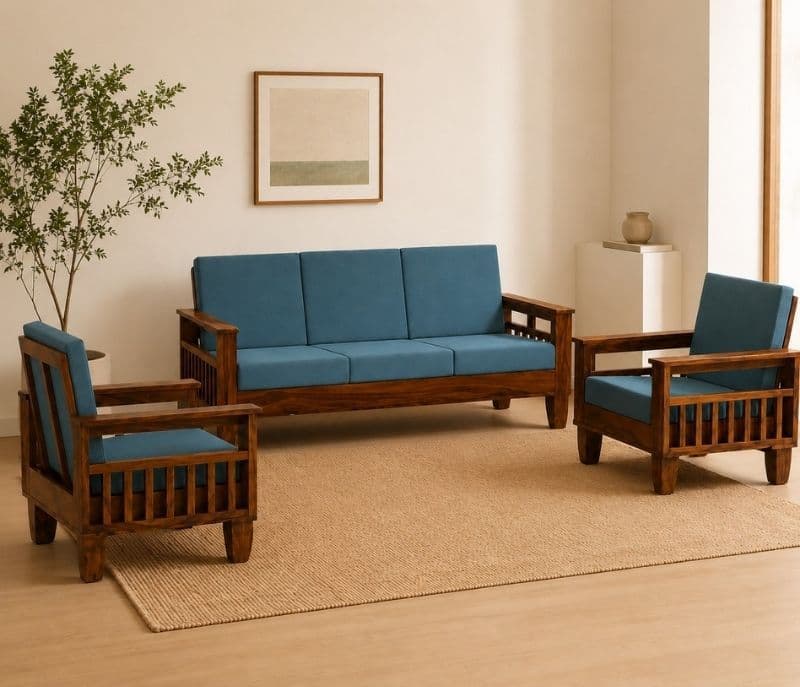 Image 1 for Sleek 3+1+1 Seater Sofa Set With Sheesham Wood(WI)