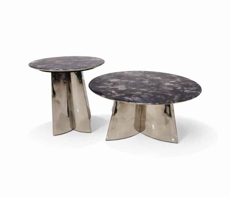 Image 2 for 287 Centre Table Marble Top and down titanium metal base (HYD)