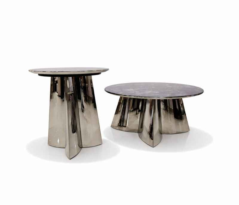 Image 3 for 287 Centre Table Marble Top and down titanium metal base (HYD)