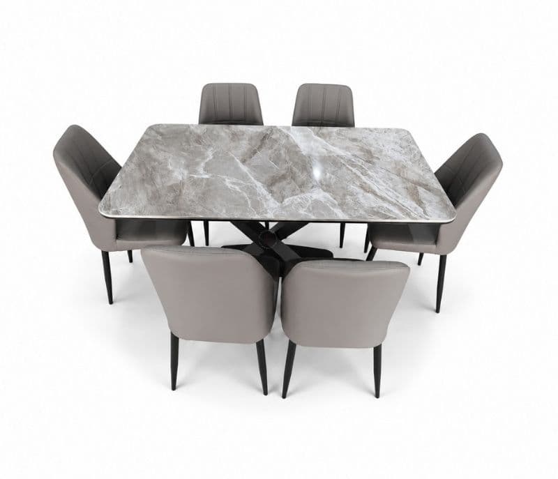 Image 2 for Imported Dining Set-C21-Italian Grey Table/63 Chair