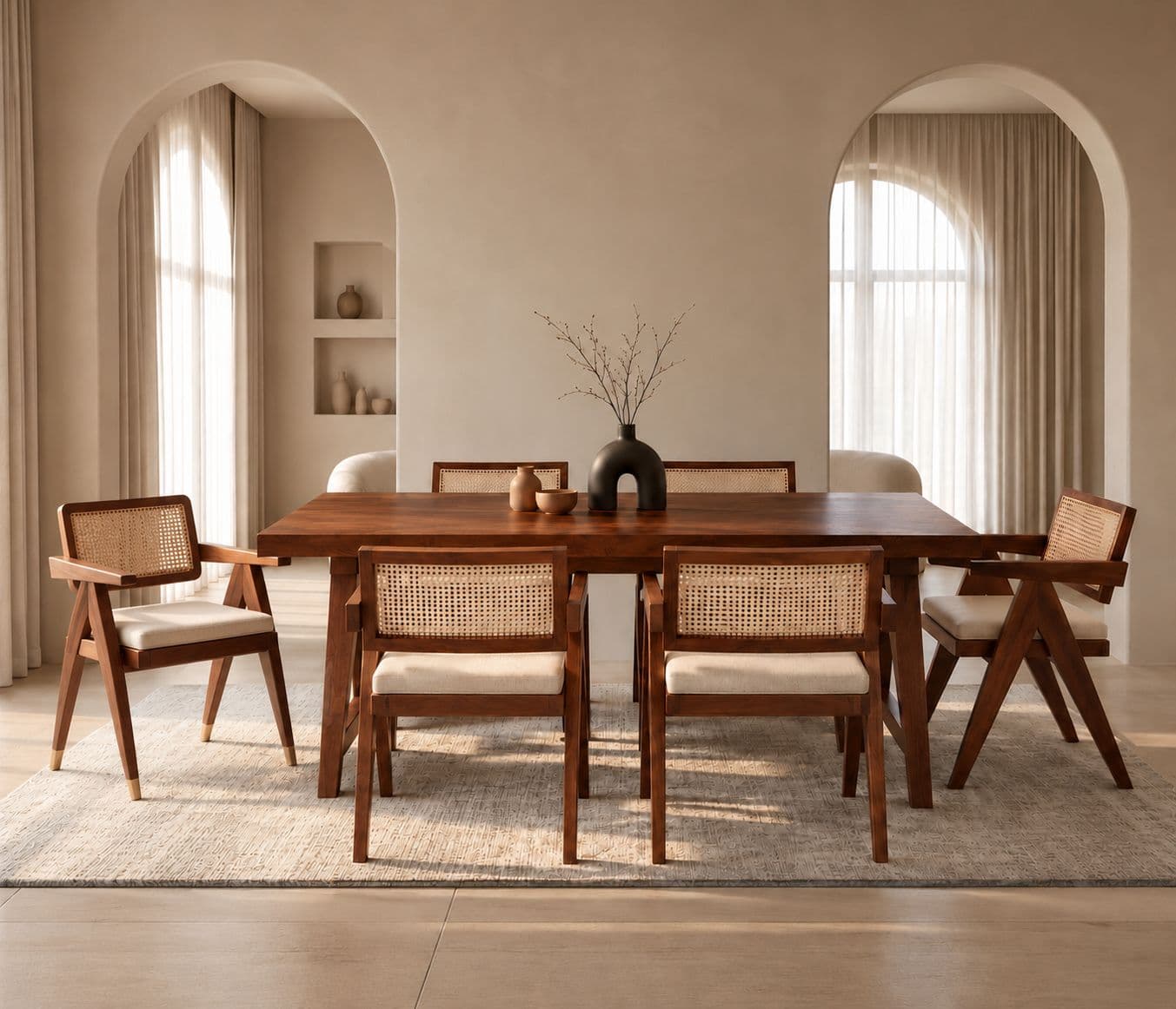 Roma 6 Seater Dining Set With Sheesham Wood (EC)(HYD)