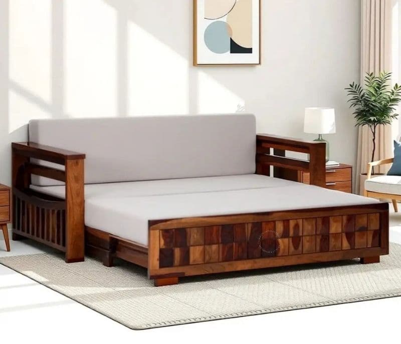 Image 1 for Shloka Wooden Sofa Bed with Storage