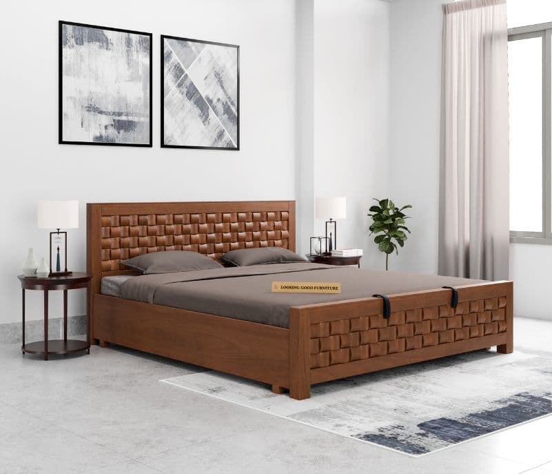 Image 1 for Chocolate King Sized Cot With Hydraulic Storage (Block Board, Chocolate Brown)