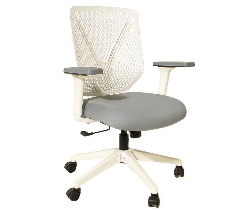 Image 3 for Leo White Mesh Office Chair Adjustable Height Revolving Study Work from Home Chair Computer Desk Chair