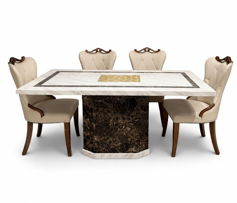 Image 9 for 606 6 Seater Marble Dining Set with Premium Leather Upholstery