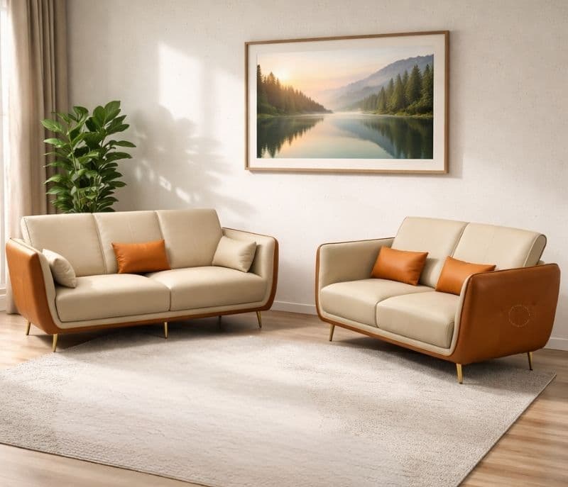 Image 1 for Intruder Modern Sofa 3+2 Seater Leatherette (Brown) (HYD)(BWD)