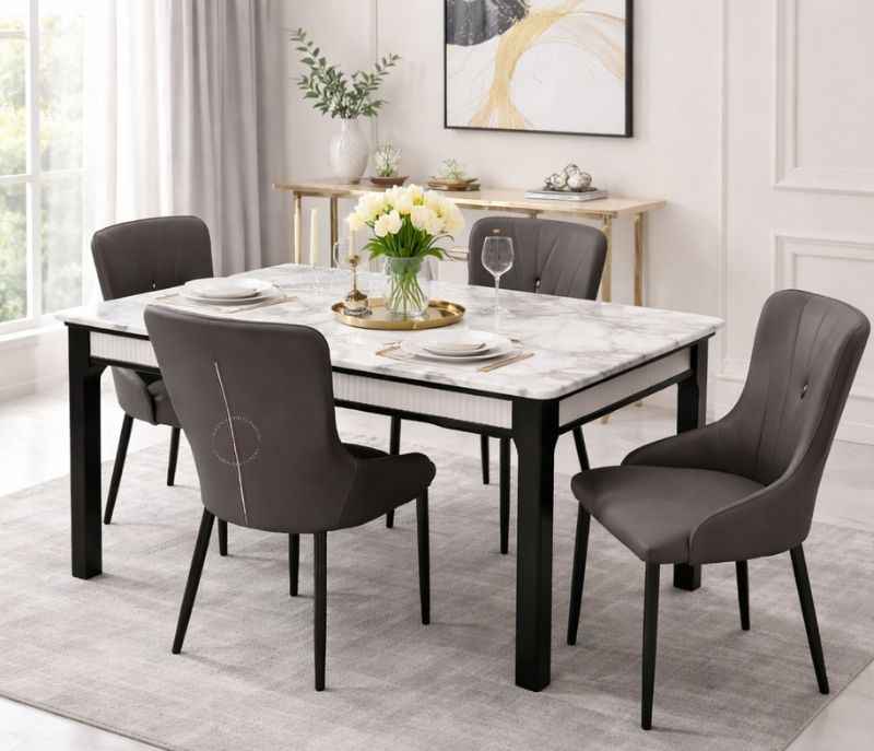 Image 1 for 30807 Artificial Leather Base Rubber Wood 1+4 Seater