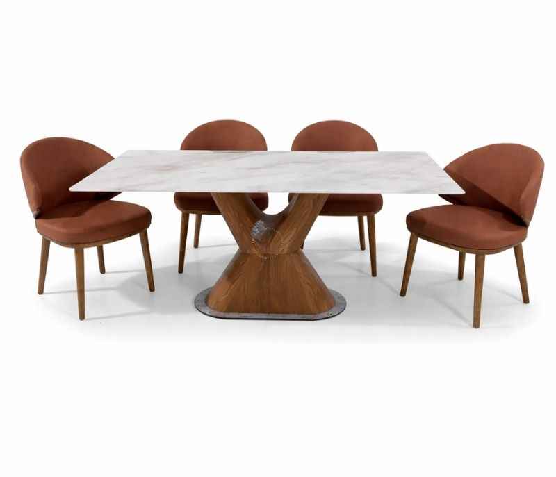 Image 6 for C05 6 Seater Marble Dining Set with Premium Leatherette Upholstery