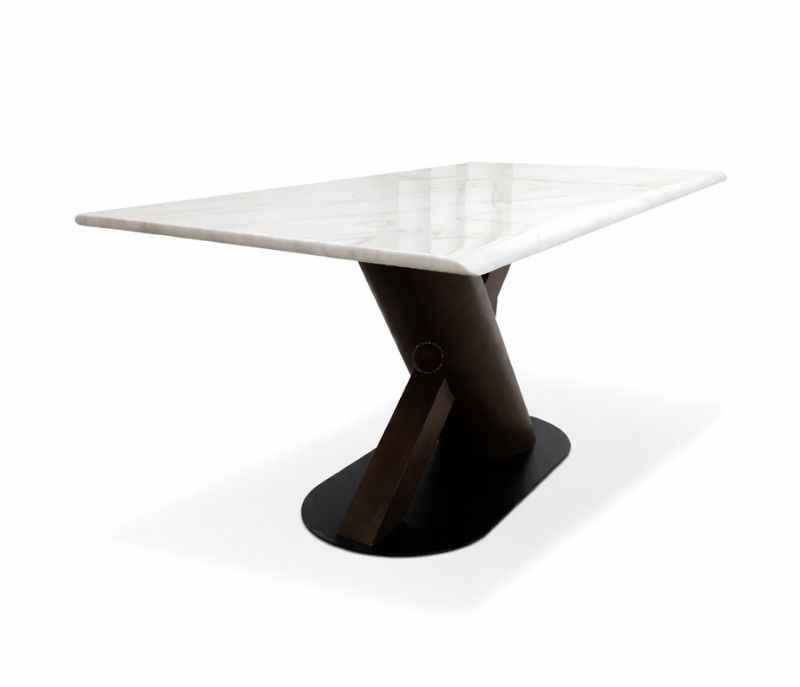 Image 11 for DT AXE /DC 334/8312 Dining table-1+4 chairs + Bench Ash wood and Ms plate with composite Marble Top (BSK)