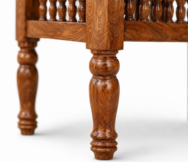 Image 3 for Vintage Solid Sheesham Wood Ghilli Design Dining Table Set 1+4 Seater (SCV-PKU)