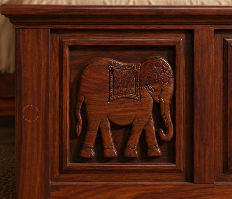 Image 4 for Tusker Sheesham Cot Premium Solid Sheesham Wood Honey Finish (SCV _PKU)