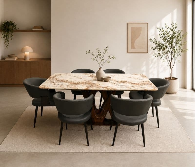Image 1 for DT 2482/126 Marble Top Metal Base 1+6 Seater