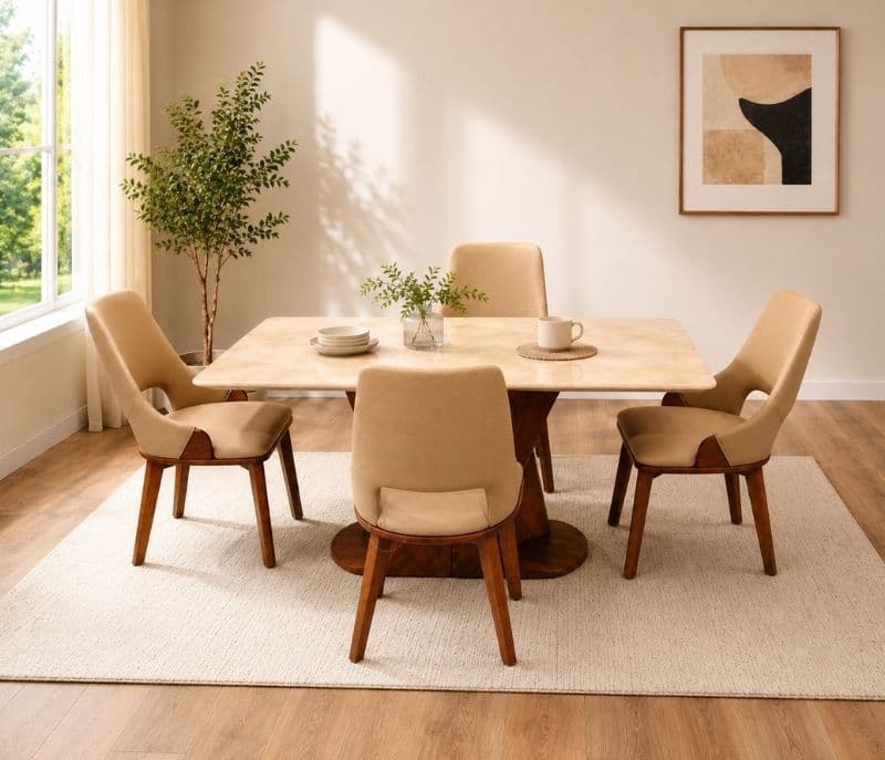 Image 1 for Dining Table 4+1 - 102/2513 Marble Top (CP)