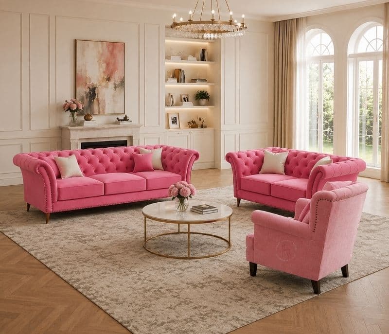 Image 4 for Chester sofa 3+2+1 Seater Velvet Fabric (BWD)