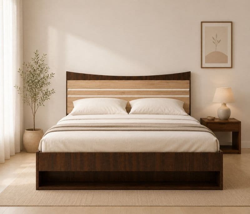 Image 1 for Curv King Bed Full Lift Engineered Wood Bed (WI)