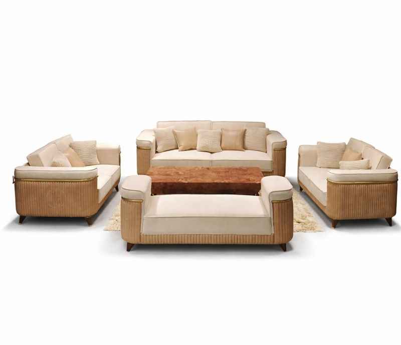 Image 2 for Charlie Sofa 3+2+2+Divider Miranda Wood With Suede Fabric Upholster (HYD)
