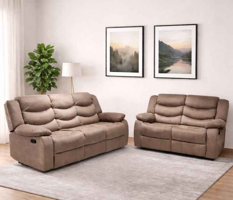 JHR195 - 59929 3+2 Manual Recliner Velvet Suede Fabric (SKN)