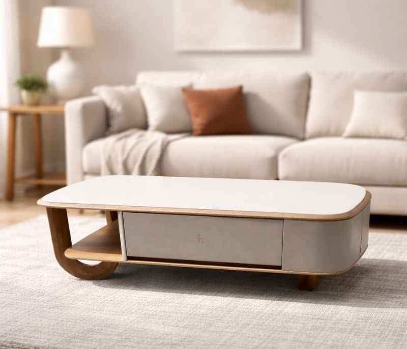 Image 1 for 2370 Center Table Marble Top And Wooden Combination (HYD)