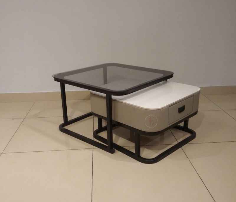 Image 1 for Instaa - 40856-C10-301 Powder Coted Metal Base & Glass With Centerdmarbal Marble Top (BSK)