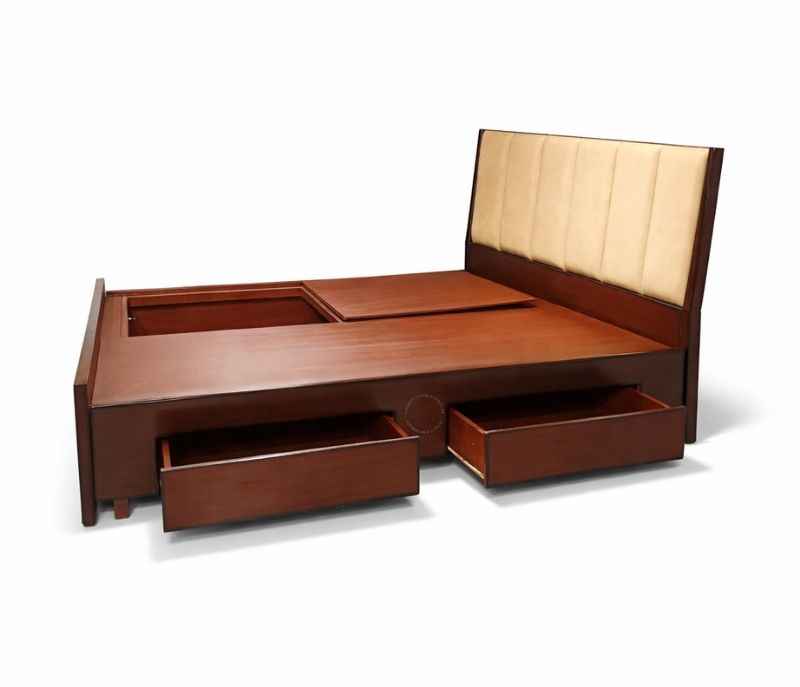 Image 5 for Cushion Patti Queen Size Bed with Drawer Storage (Block Board, Brown) (WF)(BWD)(BS-BTM)(BS-KORA)