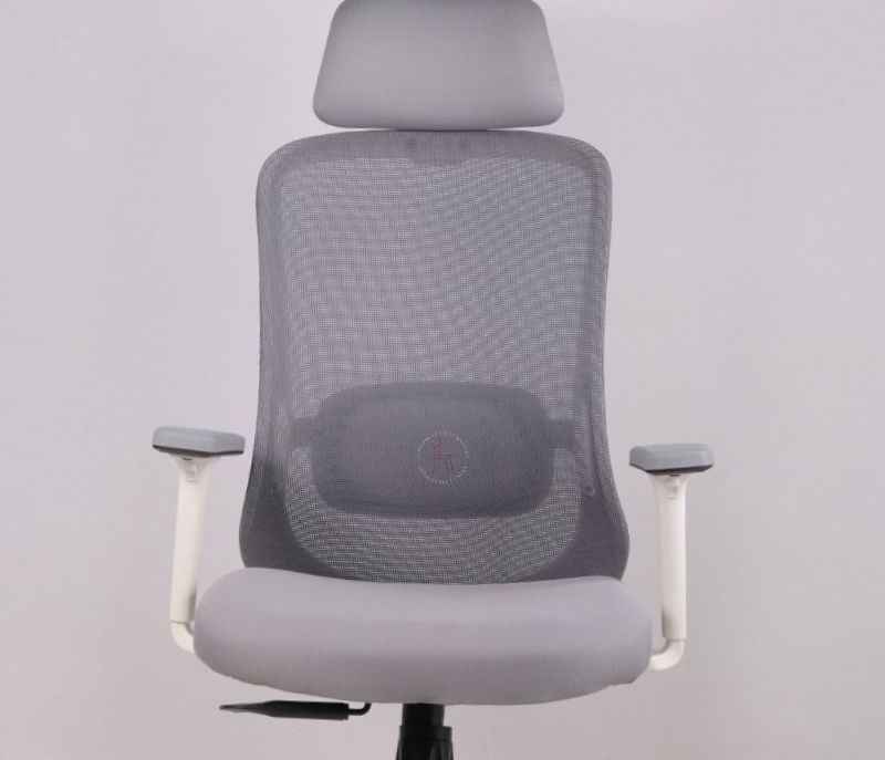 Image 5 for Hawk HB Grey White Ergonomic High-Back Mesh Office Chair Adjustable Height Revolving Study Work from Home Chair Computer Desk Chair Back Lumbar Support Ergonomic Chair Tilting Arm Support