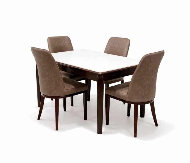 Image 3 for 30687-A-86/Y28-2 4 Seater Marble Dining Set with premium PU leather (BTM)