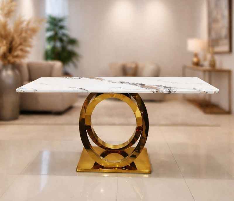 Image 1 for Console 50 Composite Marble Top With PVD Gold Metal Base (HYD)(CP)