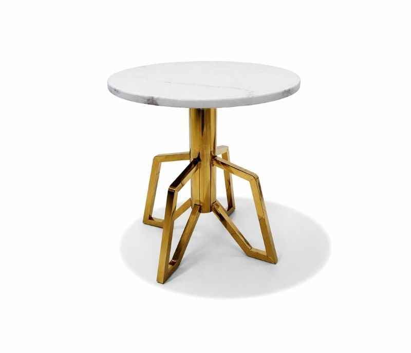 Image 2 for Corner Table 42 Marble Top With PVD Gold (HYD)