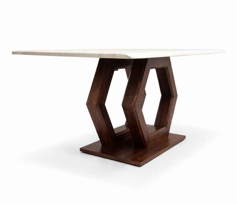 Image 2 for Axon 6 Seater Marble Dining Table with Wooden Base