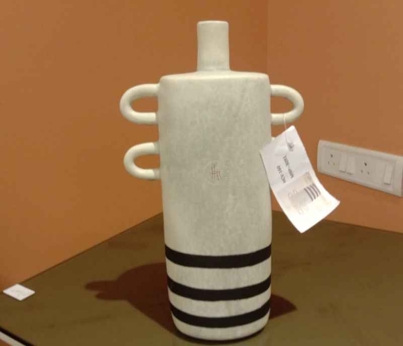 Image 2 for HCV-160 Ash Ceramic Narrow Flat Bottle Ash Handcrafted Home Decor