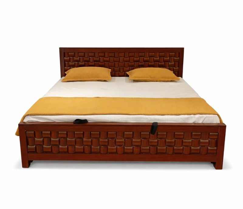 Image 2 for SK Chocolate King Size Bed With Hydraulic Storage (Block Board, Chocolate Brown) (BS-KORA)