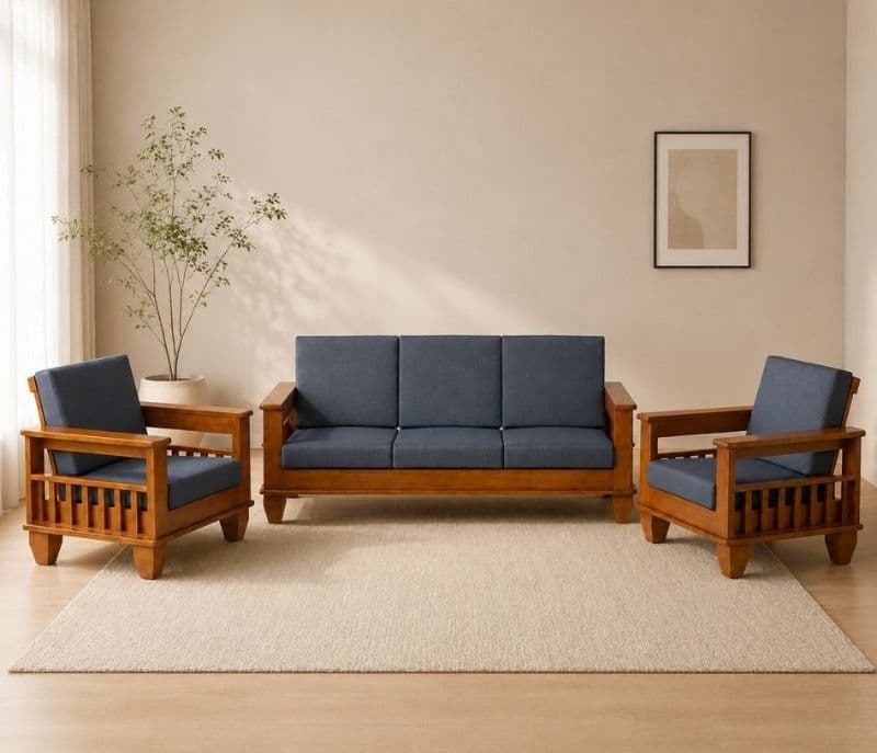 Emrald Sofa 3+1+1 Seater Solid Rubber Wood (ZAM) (OWD)