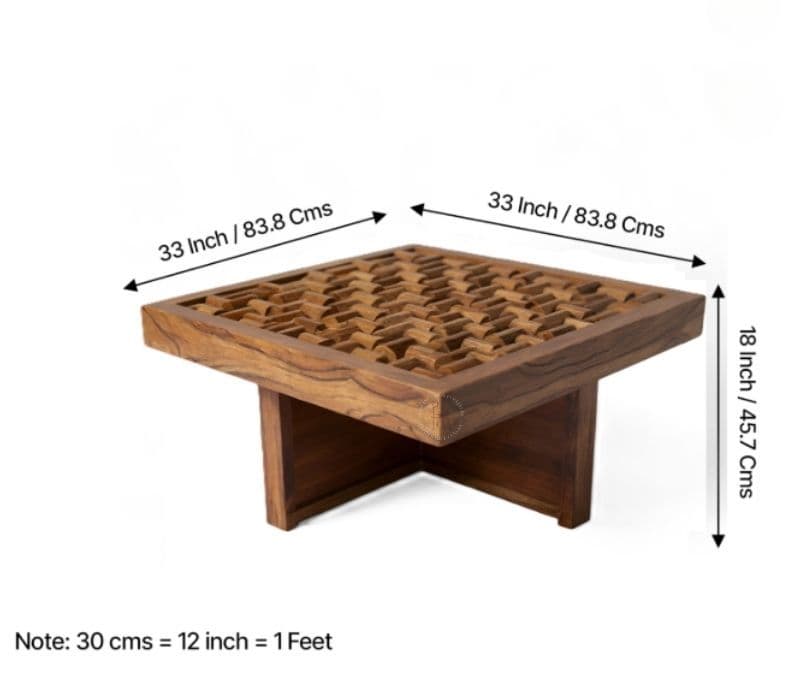 Image 11 for Nivaar 4 Stool Center Table Solid Sheesham Wood With Extra Glass And Cushions (SCV _PKU)(BTM)(WF)