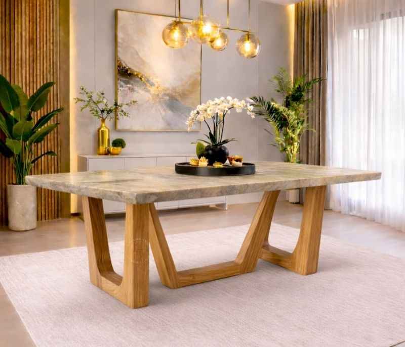 Image 1 for Dining Table Base-30 Plain Wooden/Grid Pvd (MRM)