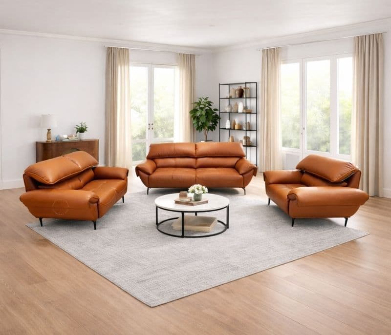 Image 1 for F1 3+2+1 Seater Premium Leather Fabric With Metal Legs