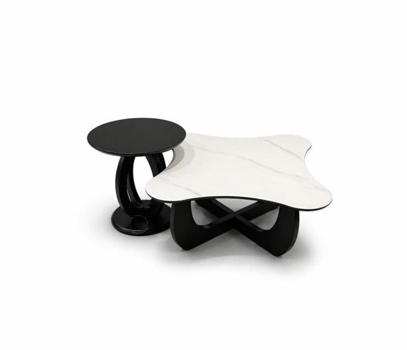 Image 2 for CJ 076 1+1 Centre Table Marble Top Plus Wood Corner Table (HYD)