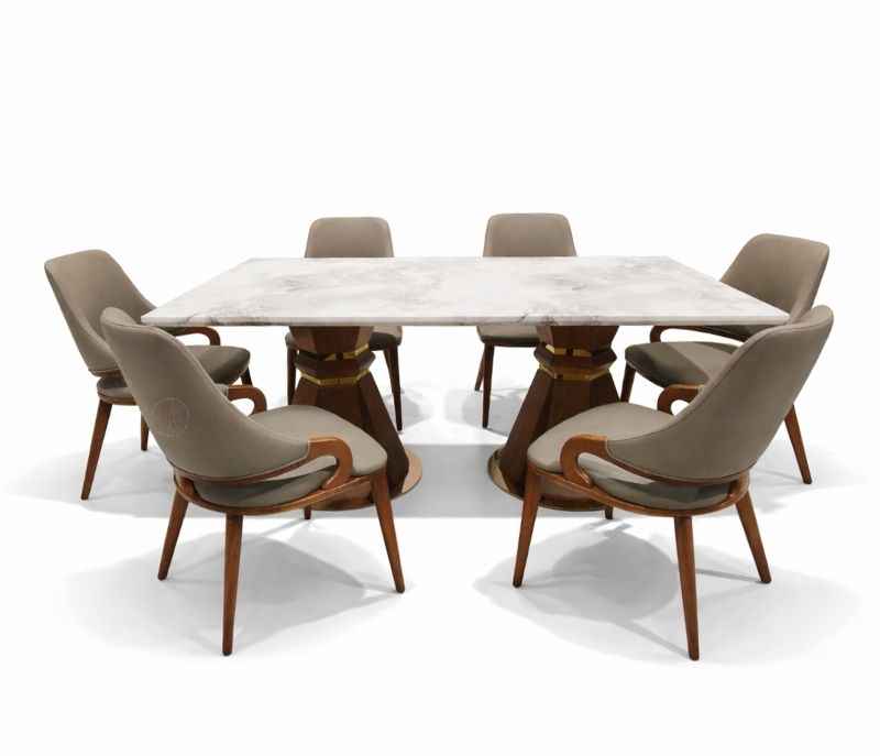 Image 2 for 6657/654/8009 Marble Top 1+6 Dining Set