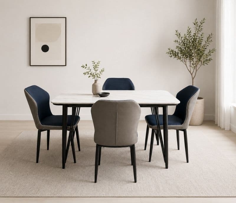 Imported Dining Set-P130 Alpine White Ceramic Top Table / 808 Chair (BWD)