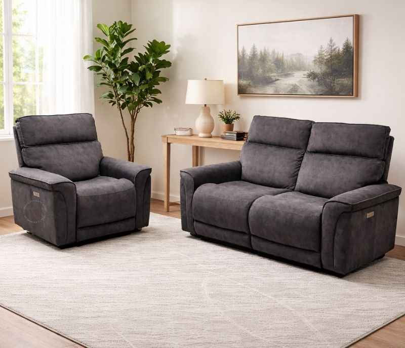 Image 1 for JH R171 2 Recliner+1 Motorized Recliner Suede Fabric (HYD OTD)