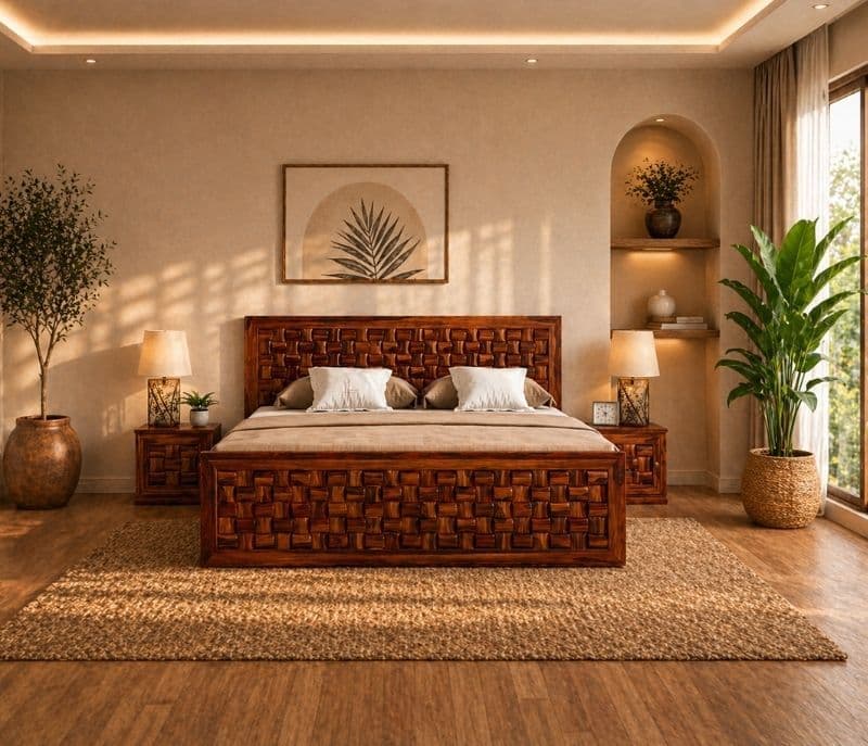 Image 5 for Niwar Sheesham Cot Premium Solid Sheesham Wood Honey Finish (SCV _PKU)