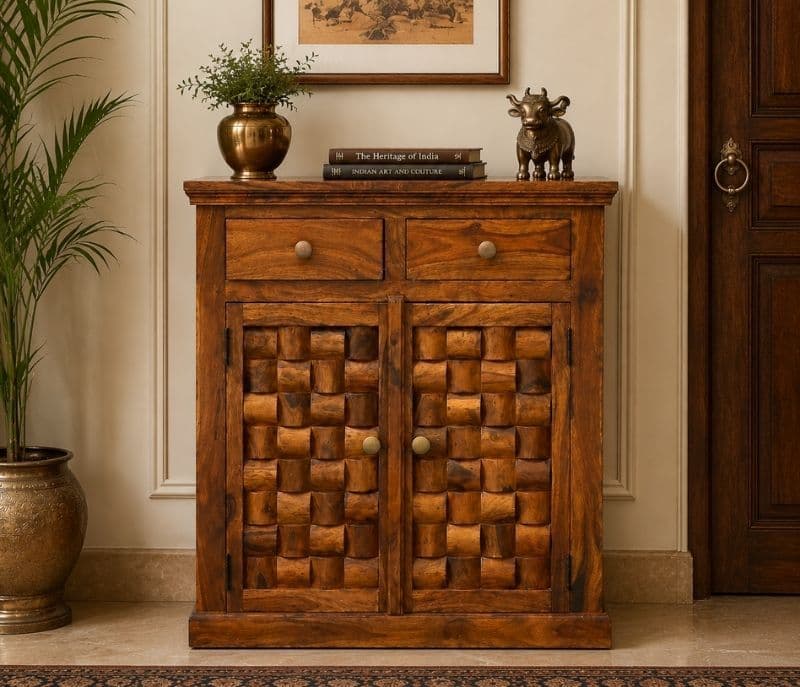 2 Door Nivaar Side Board Solid Sheesham Wood (SCV_PKU)