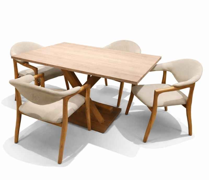 Image 2 for DT Lux Dc Ash 1053 1+4 Dining Set Ash Wood And Mamrene Top (BS-WF)