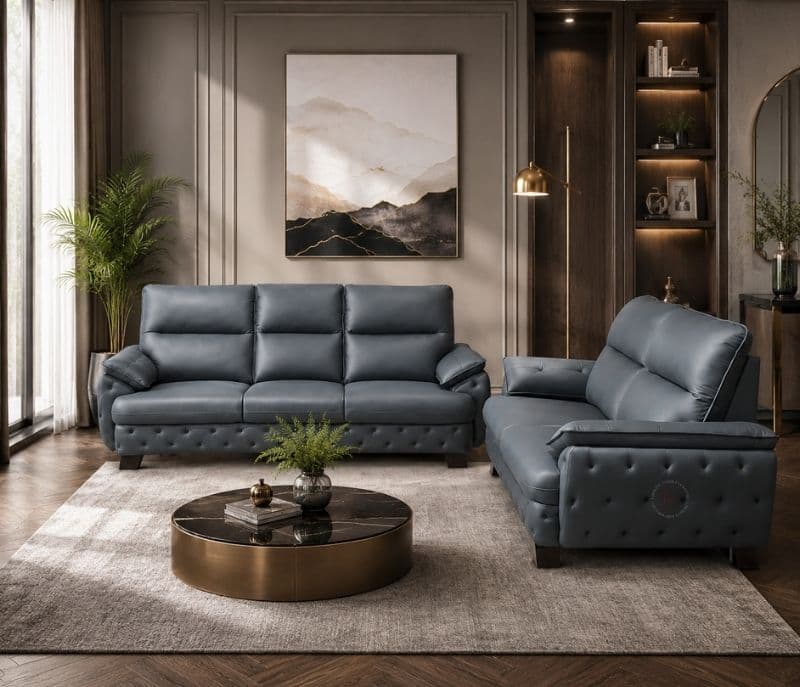 Image 1 for Rome Contemporary Sofa 3+2 Seater Suede Fabric (Grey)(EC)(SKN)(BS-BTM)(BSK)