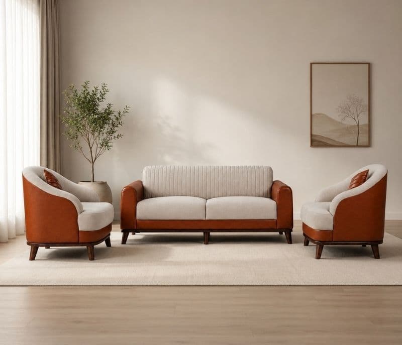Tyler Sofa 3+1+1 Seater Solid Neem Wood (ZAM) (OWD)