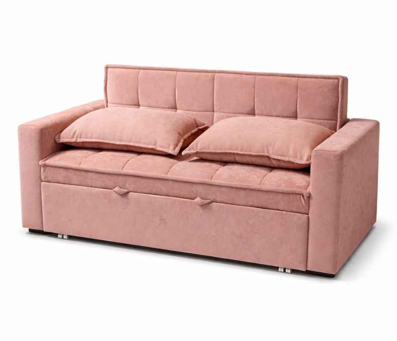 Image 3 for Anke Sofa Cum Bed 3 Seater Suede Fabric (Rust)