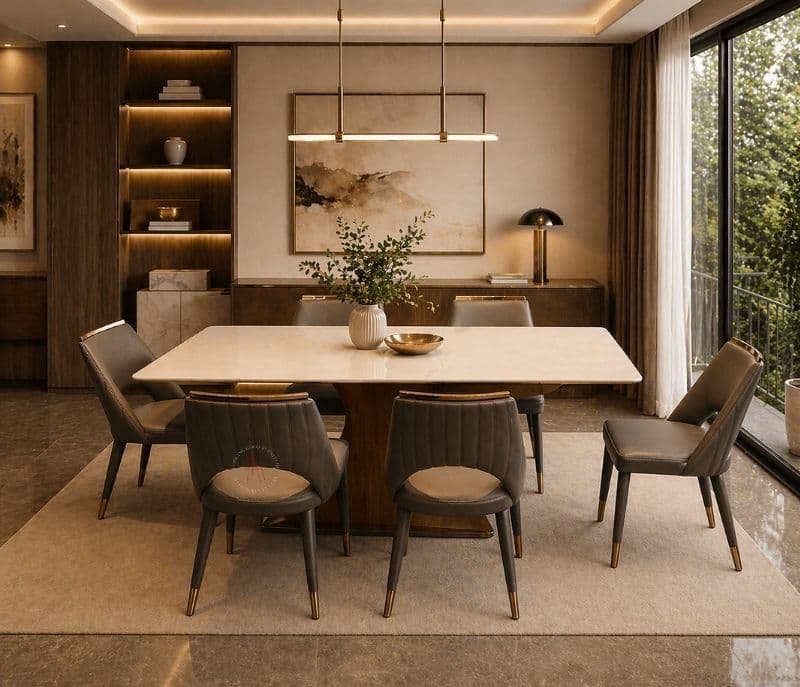 Image 2 for DT 803 Onyex+DC 1058 Grey 1+6 Onyex Marble Top With Ash Wood Base (HYD)(CP)