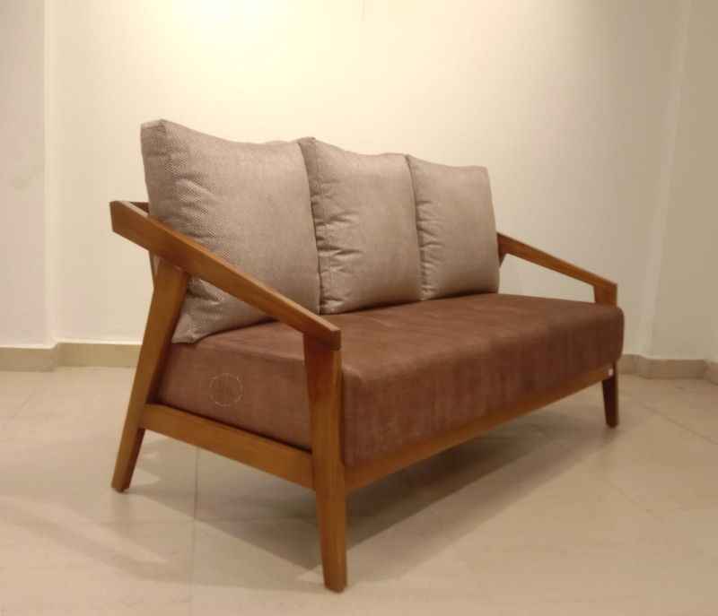 Image 4 for Ghana Teak 3+2+1 Seater Sofa Suede Fabric (SKN)