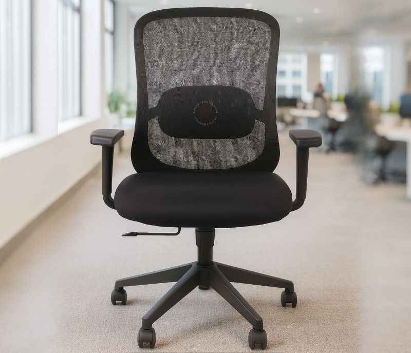 Hawk MB Black Mesh Office Chair Adjustable Height Revolving Study Work from Home Chair Computer Desk Chair Back Lumbar Support Ergonomic Chair Tilting Arm Support