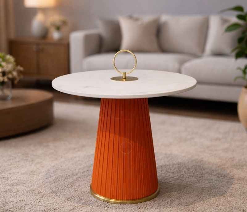 Image 1 for C-212 Corner table With Ceramic Top And Metal Base (HYD OTD)