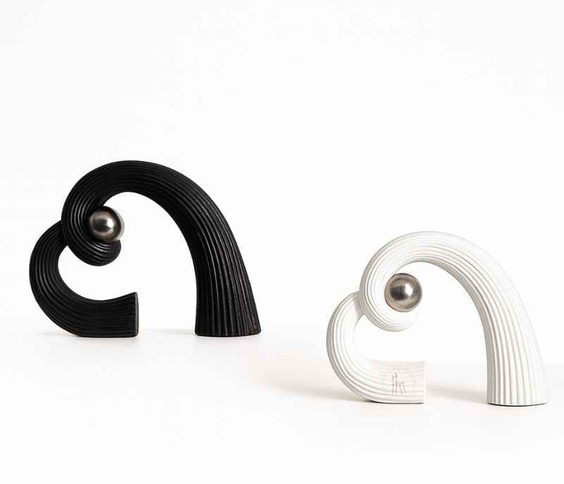 Image 3 for G-RA-26 A/B Ceramic With Crystal Ball Décor in White | Minimalist Black | Compact Home Décor Sculpture with Elegant Finish